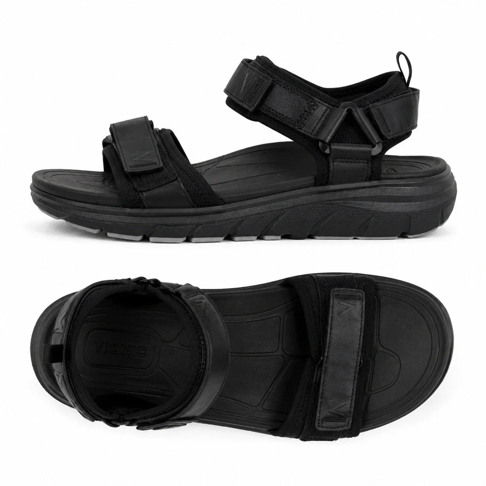 Vionic MX Wanderer Black Active Orthotic Sandals Mens 10 Adjustable